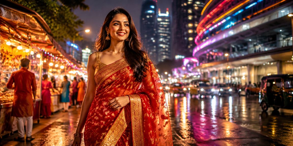 Happy young Indian woman celebrating winnings with mobile phone